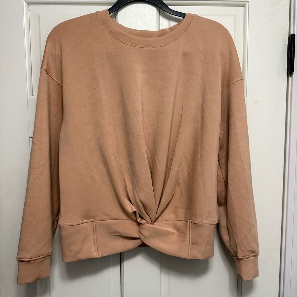 Magaschoni Tan Boxy Knotted Look Sweatshirt